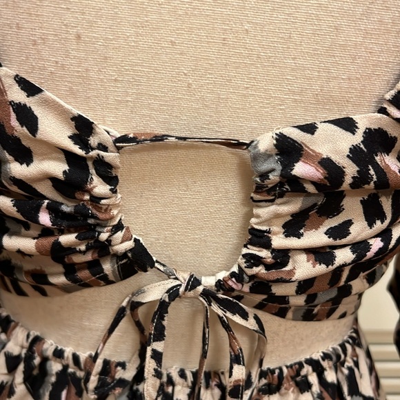 Saltwater LUXE Open Back Mini Dress in Cream Leopard Print, Size Small - Picture 15 of 17